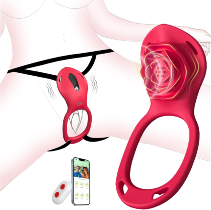 Couples Rose App Remote Control Wearable Vibrator, Couple Women Adult Sex Toys Games for Men, Hands Free Panty Clitoris Vibrator Vibrating Cock Ring, ZOOPLOU BDSM Female Sex Toy Clitoral Stimulator